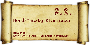 Horánszky Klarissza névjegykártya